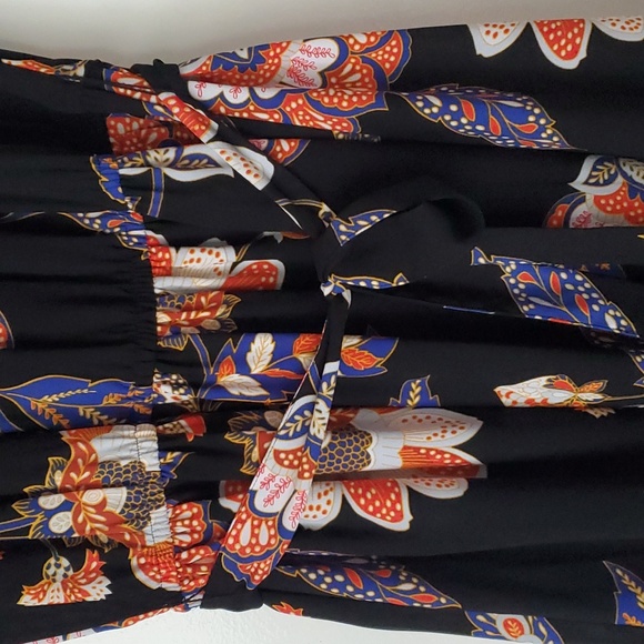 Black Dress With Blue & Red Print - Picture 3 of 5